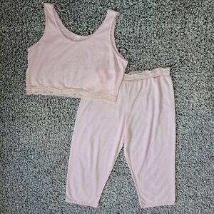 Vintage 90s baby pink pajama set fleece pastel coquette cute girly feminine